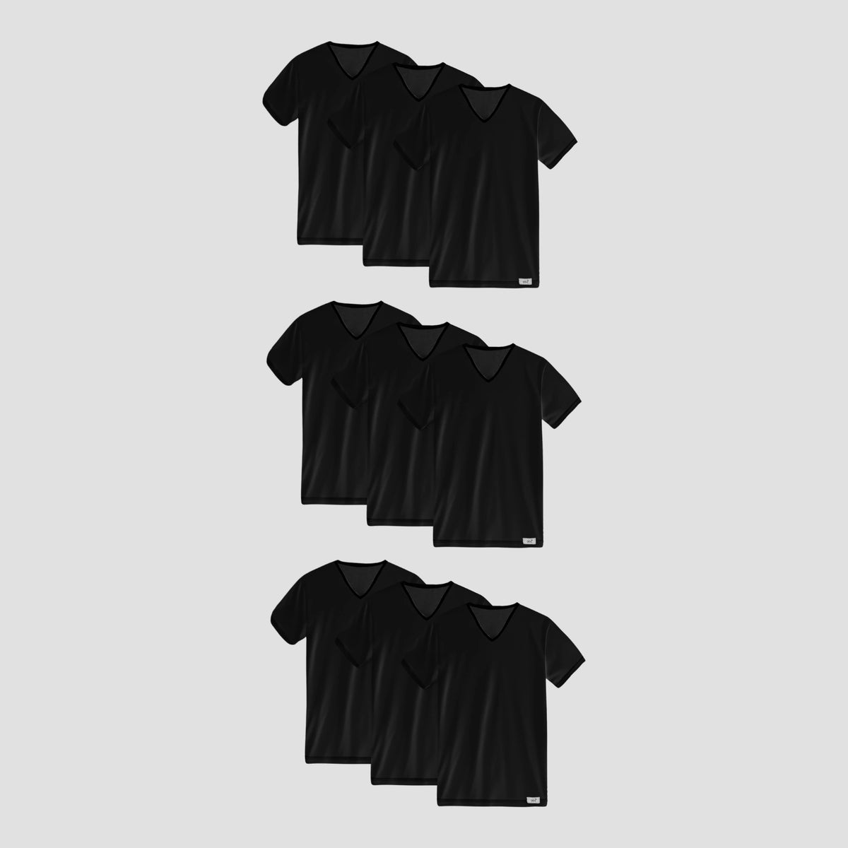 cm-pack-9 | Herren-Unterhemd 9er pack | 100% baumwolle schwarz | v-ausschnitt | Cotton Majesty