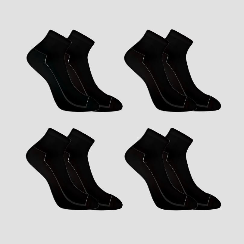 Half Terry – 4er-Pack Sneaker Herrensocken in Schwarz aus 80% Baumwolle und 20% Elasthan von Cotton Majesty. Atmungsaktive, klimaregulierende Socken für Herren mit mittelhohem Schnitt und angenehmem Tragekomfort.