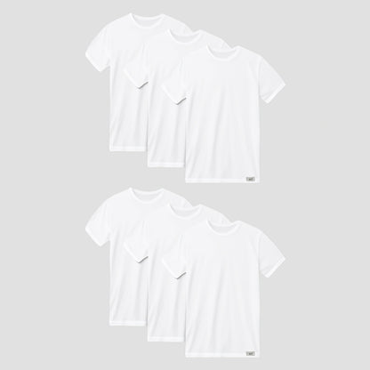cm-pack-6 | Herren-Unterhemd 6er pack | 100% baumwolle weiß | Rundhals | Cotton Majesty