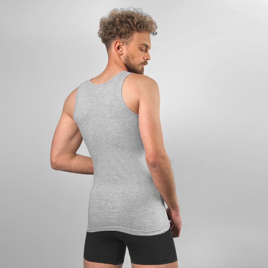 Herren-Unterhemd tanktop baumwolle in grau für herren von Cotton Majesty | Rückseite Bild