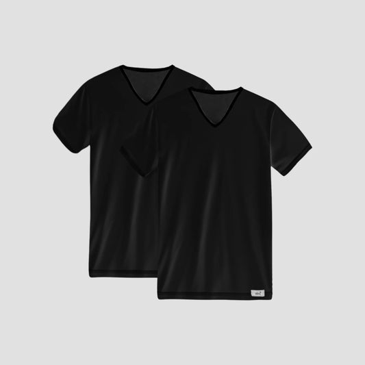 Herren-Unterhemd 2er pack | 100% baumwolle schwarz | v-ausschnitt | Cotton Majesty | rule your comfort