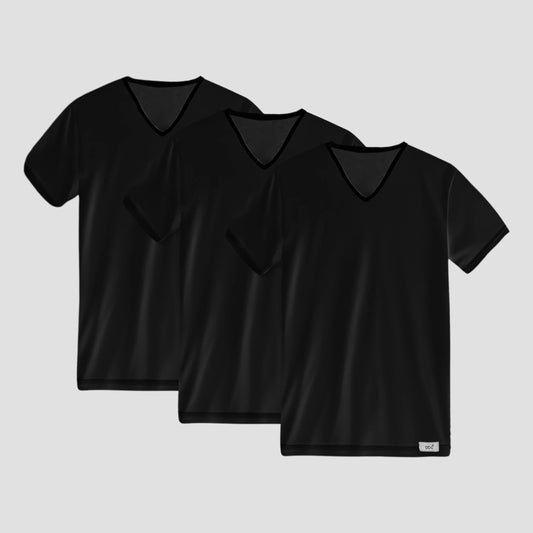 Herren-Unterhemd 3er pack | 100% baumwolle schwarz | v-ausschnitt | Cotton Majesty