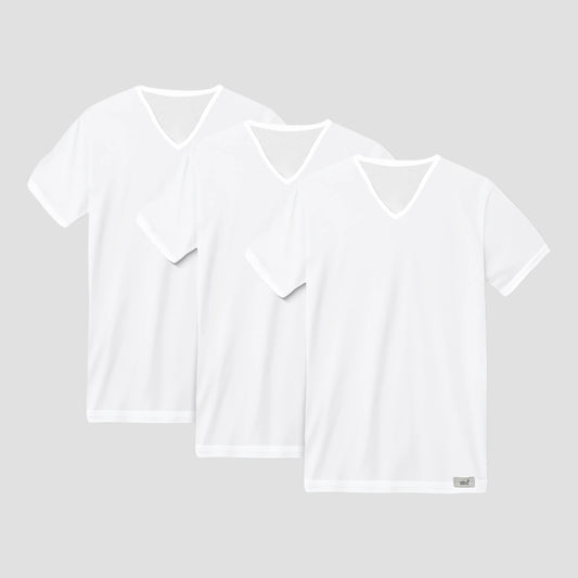 Herren-Unterhemd 3er pack | 100% baumwolle weiß | v-ausschnitt | Cotton Majesty