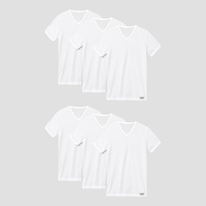 cm-pack-6 | Herren-Unterhemd 6er pack | 100% baumwolle weiß | v-ausschnitt | Cotton Majesty