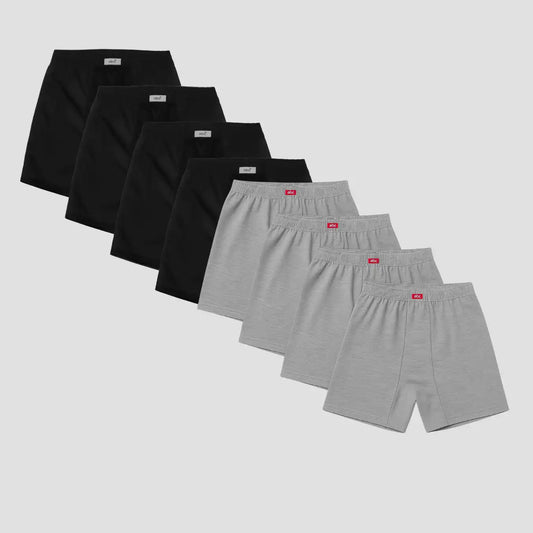 weite Herren-Boxershorts  | 100% baumwolle | 8er-pack | schwarz und grau | Cotton Majesty | rule your comfort