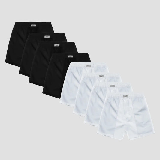 weite Herren-Boxershorts  | 100% baumwolle | 8er-pack weiß und schwarz | Cotton Majesty | rule your comfort