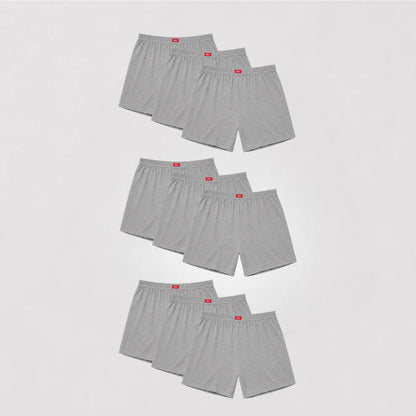 cm-pack-9 | weite Herren-Boxershorts  | 100% baumwolle grau | 9er-pack | Cotton Majesty
