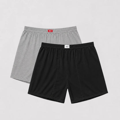 weite Herren-Boxershorts  | 100% baumwolle (schwarz/grau) | 2er-pack | Cotton Majesty | rule your comfort