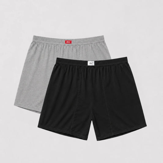 weite Herren-Boxershorts  | 100% baumwolle (schwarz/grau) | 2er-pack | Cotton Majesty | rule your comfort
