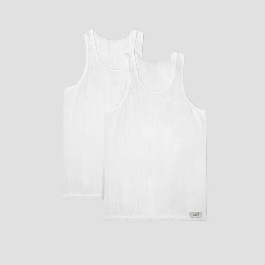 Unterhemd fuer Herren tanktop | 2er pack 100% baumwolle weiss | doppelripp | Cotton Majesty | rule your comfort