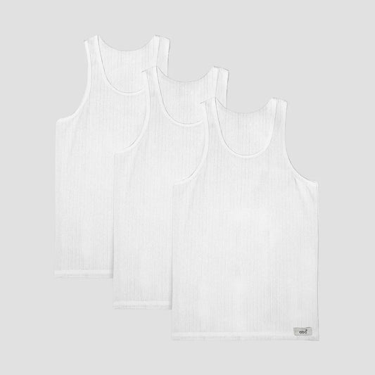 Unterhemd fuer Herren tanktop | 3er pack 100% baumwolle weiss | doppelripp | Cotton Majesty