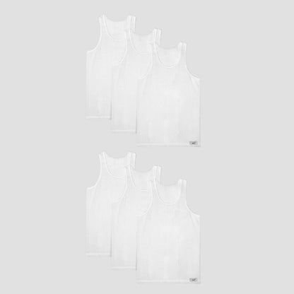 cm-pack-6 | Unterhemd fuer Herren tanktop | 6er pack 100% baumwolle weiss | doppelripp | Cotton Majesty