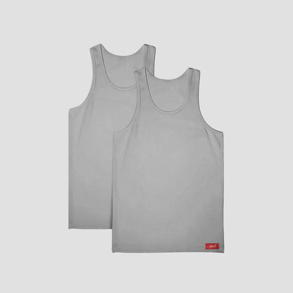 Herren Unterhemd | Tanktops 2er pack | aermellos baumwolle  | grau | herren | Cotton Majesty | rule your comfort