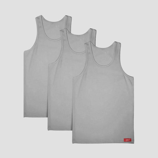 Herren Unterhemd | Tanktops 3er pack | aermellos baumwolle  | grau | herren | Cotton Majesty