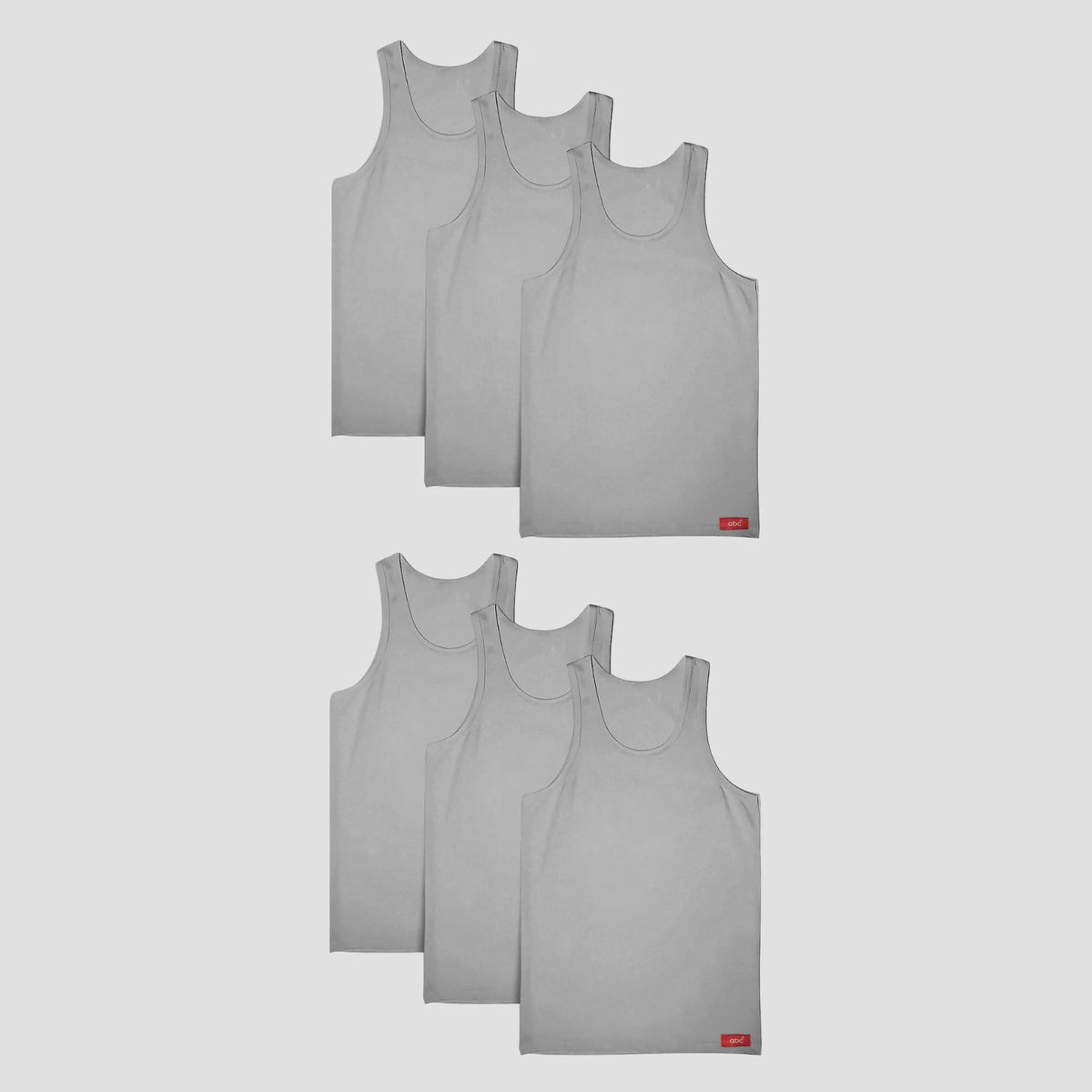 cm-pack-6 | Herren Unterhemd | Tanktops 6er pack | aermellos baumwolle  | grau | herren | Cotton Majesty