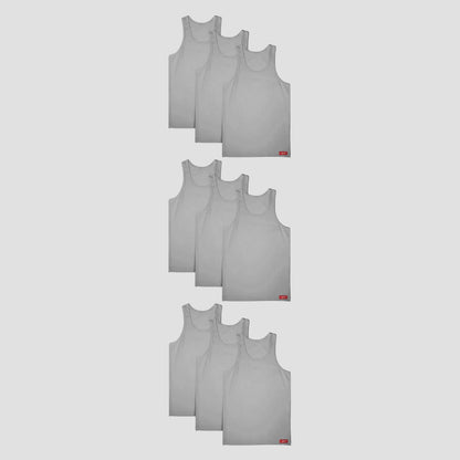 cm-pack-9 | Herren Unterhemd | Tanktops 9er pack | aermellos baumwolle  | grau | herren | Cotton Majesty