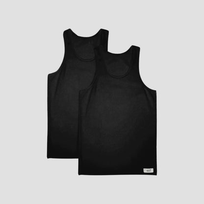 Herren Unterhemd | Tanktops 2er pack 100% baumwolle  | schwarz | Cotton Majesty | rule your comfort