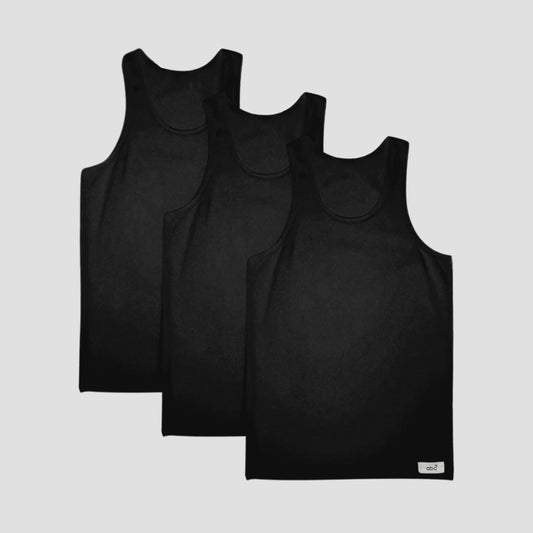 Herren Unterhemd | Tanktops 3er pack 100% baumwolle  | schwarz | Cotton Majesty