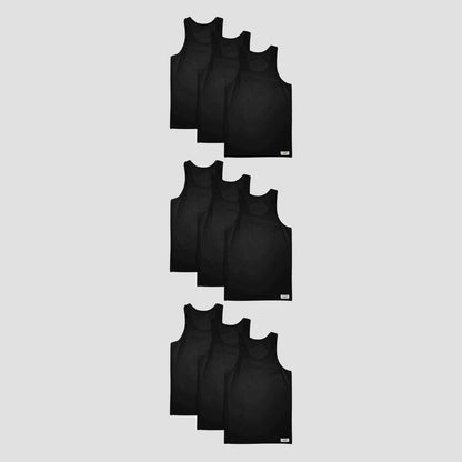 cm-pack-9 | Herren Unterhemd | Tanktops 9er pack 100% baumwolle  | schwarz | Cotton Majesty