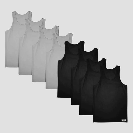 Herren Unterhemd | Tanktops 8er Pack 100% Baumwolle | schwarz grau | Cotton Majesty | rule your comfort