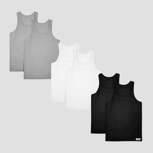 Herren Unterhemd | Tanktops 6er Pack 100% Baumwolle | schwarz weiss grau | Cotton Majesty | rule your comfort