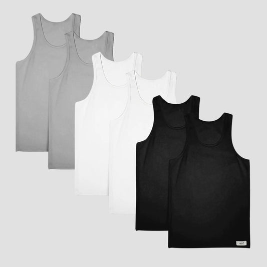 Herren Unterhemd | Tanktops 6er Pack 100% Baumwolle | schwarz weiss grau | Cotton Majesty | rule your comfort