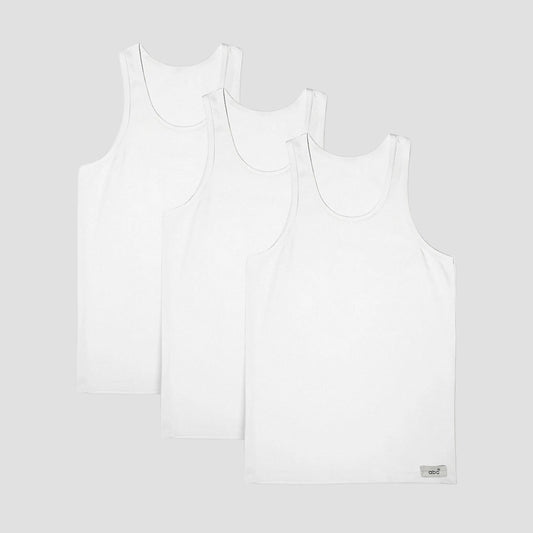 Herren Unterhemd | Tanktops 3er pack 100% baumwolle  | weiss | Cotton Majesty