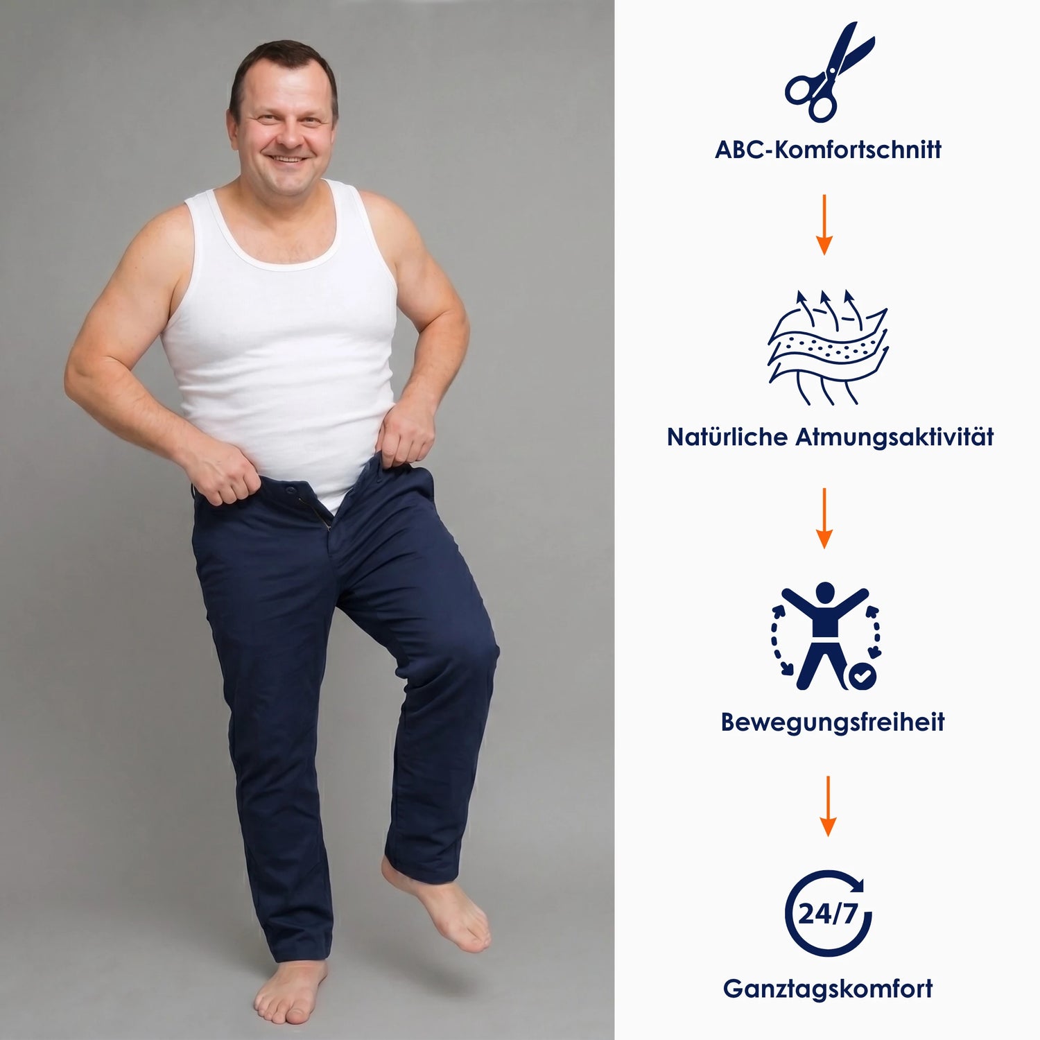 Herren Boxershorts mit ABC-Komfortschnitt für natürliche Atmungsaktivität, Bewegungsfreiheit und Ganztagskomfort