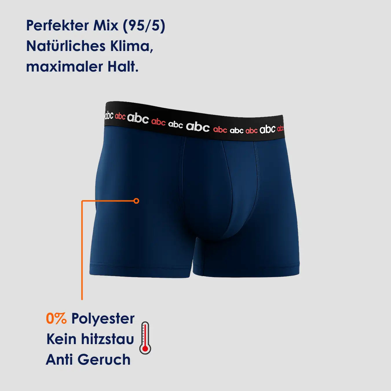 Blaue enganliegende Herren-Boxershorts von Cotton Majesty aus 95 % Baumwolle und 5 % Elasthan, 0 % Polyester, mit hoher Bewegungsfreiheit und Anti-Geruch-Komfort.