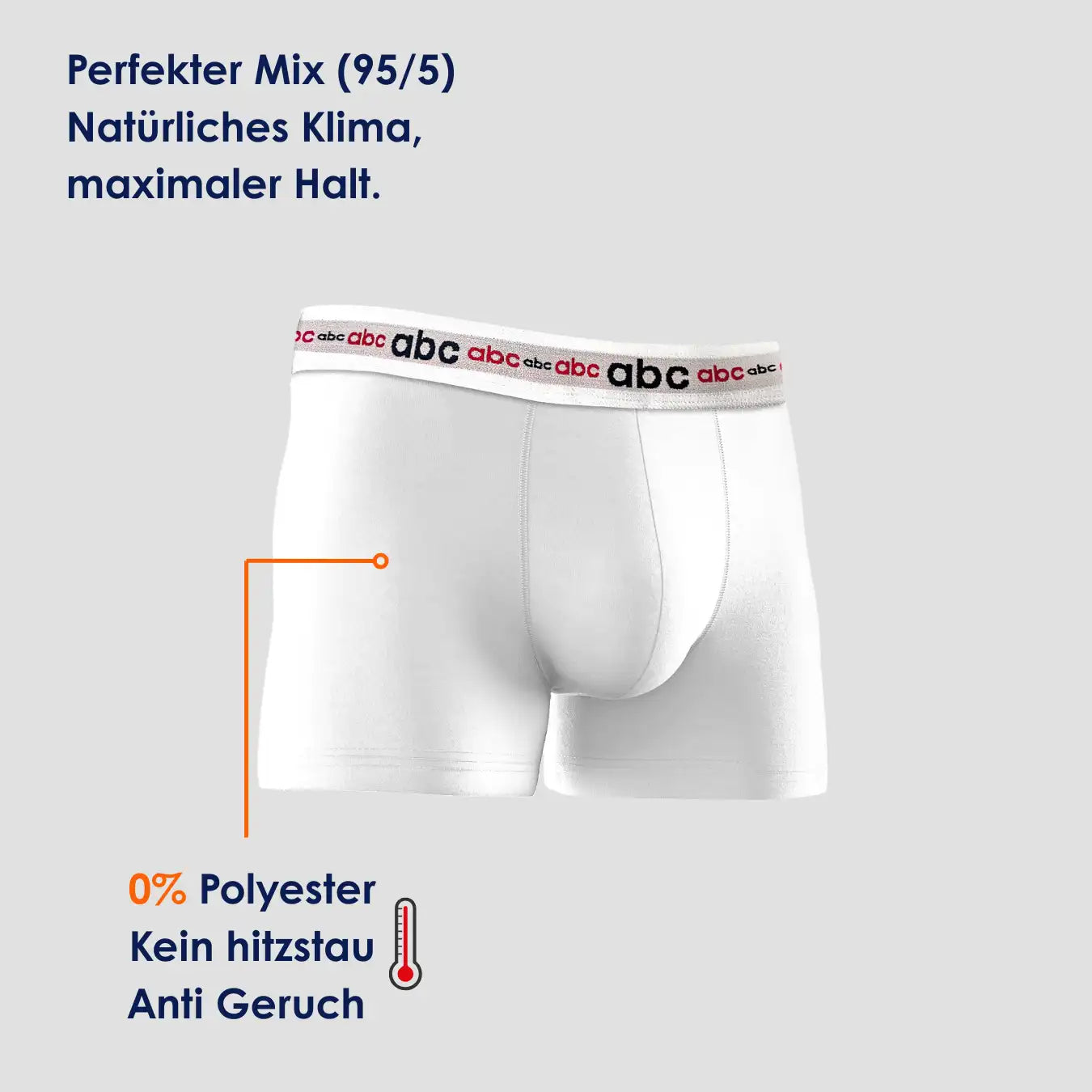 Weiße enganliegende Herren-Boxershorts von Cotton Majesty aus 95 % Baumwolle und 5 % Elasthan, 0 % Polyester, atmungsaktiv und hautfreundlich.