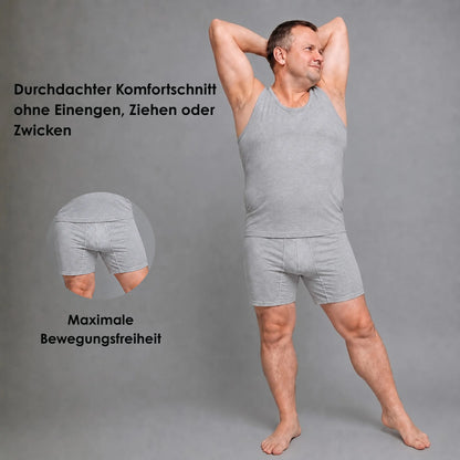 Graue ABC-Komfortschnitt Boxershorts für Herren mit maximaler Bewegungsfreiheit