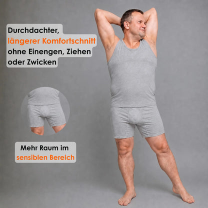 Graue ABC-Komfortschnitt Boxershorts für Herren mit maximaler Bewegungsfreiheit