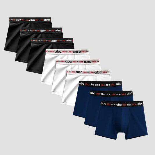 Herren Enge Boxershorts aus Baumwolle | 9er-Pack | Weiß Blau Schwarz | Cotton Majesty | rule your comfort