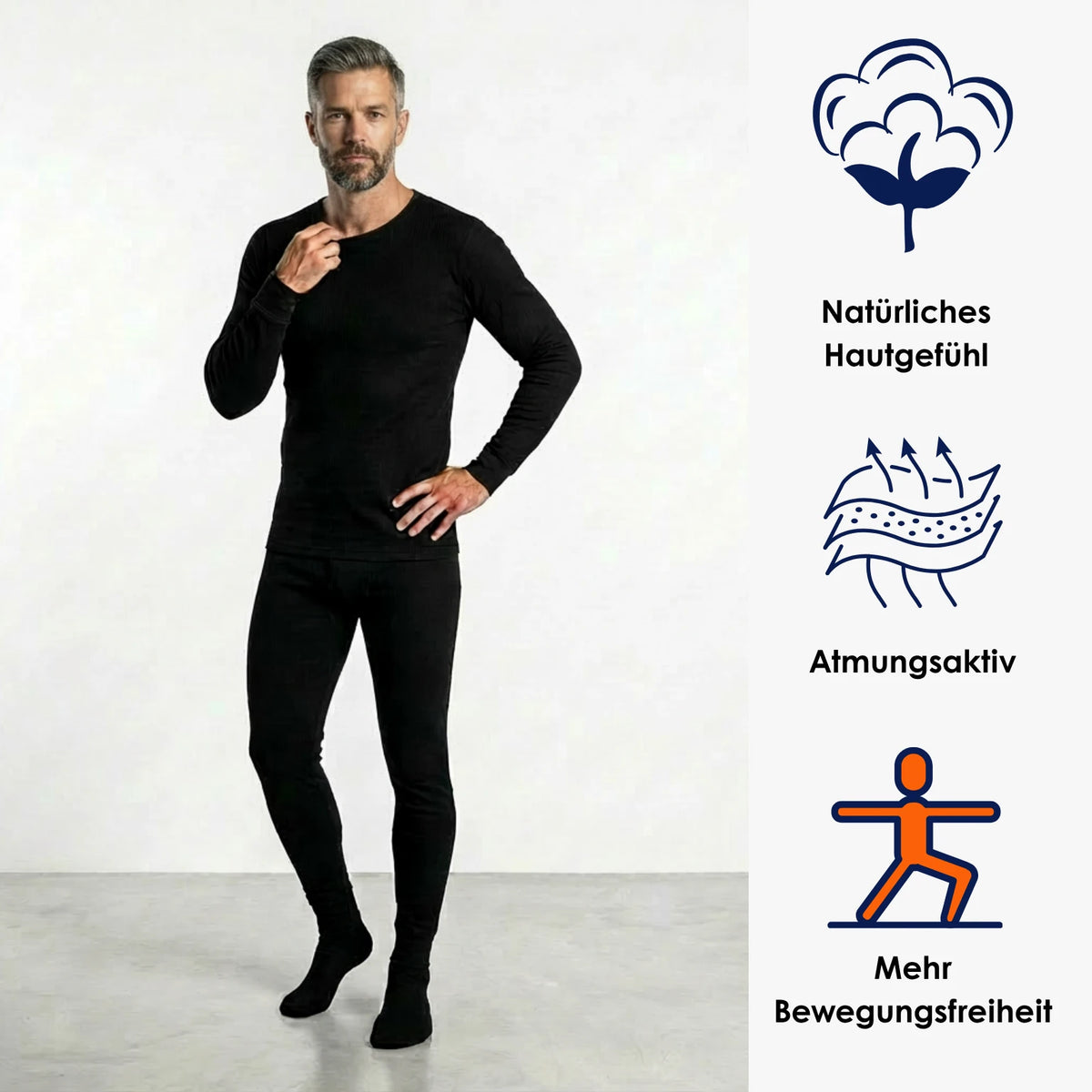 Herren-Thermounterwäsche von Cotton Majesty mit natürlichem Hautgefühl, atmungsaktivem Material und mehr Bewegungsfreiheit