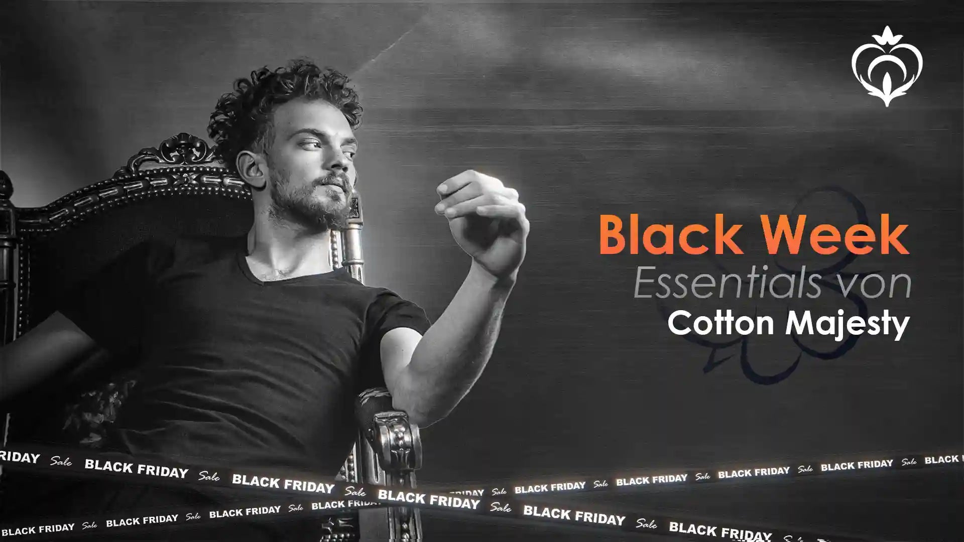 Mann trägt weißes Herren Unterhemd, Komfort-Style mit Herren Boxershorts – Slogan Rule Your Comfort Black-Friday