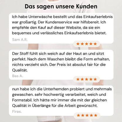 Herren Unterhemd mit 5-Sterne-Bewertung und 60 Tage risikofreies Testen.