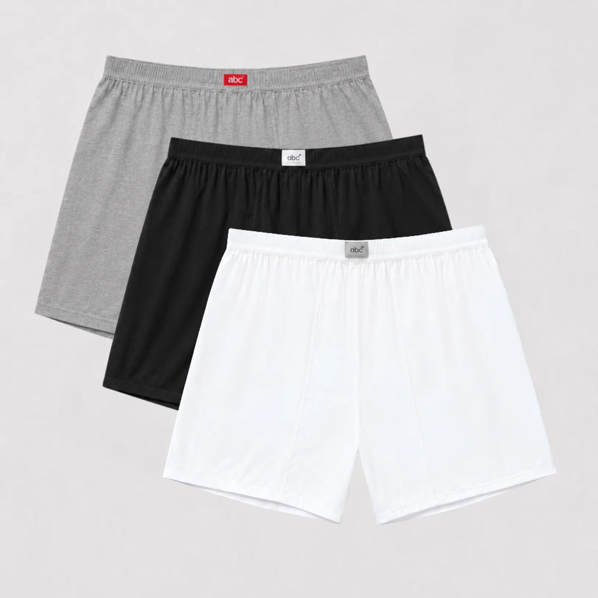 cm-pack-3 | Weite Herren-Boxershorts | 100 % Baumwolle | Weiß, Schwarz & Grau | 3er-Pack