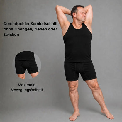Schwarze ABC-Komfortschnitt Boxershorts für Herren mit maximaler Bewegungsfreiheit