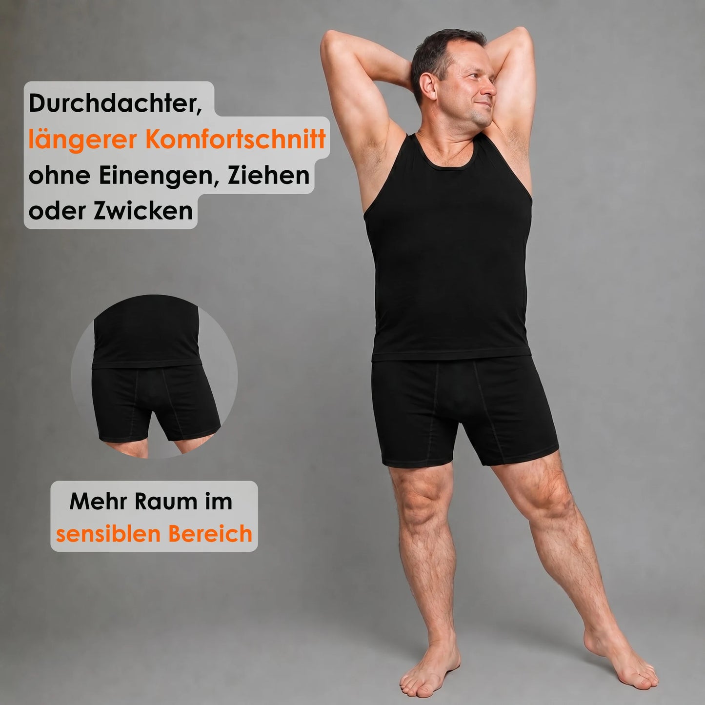 Schwarze ABC-Komfortschnitt Boxershorts für Herren mit maximaler Bewegungsfreiheit