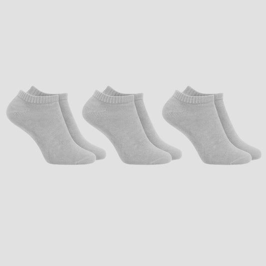 Second Skin – 3er-Pack graue Sneaker Herrensocken aus Baumwolle von Cotton Majesty