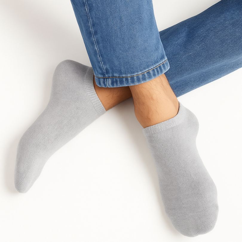 Second Skin – 3er-Pack graue Sneaker Herrensocken aus Baumwolle von Cotton Majesty für dezente Eleganz und Komfort