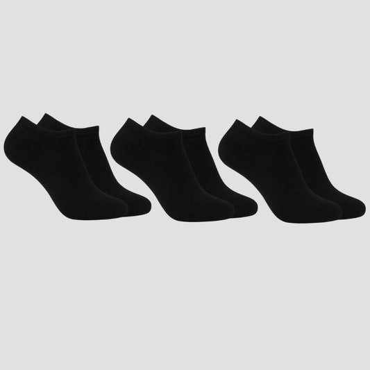 Second Skin – 3er-Pack schwarze Sneaker Herrensocken aus Baumwolle von Cotton Majesty