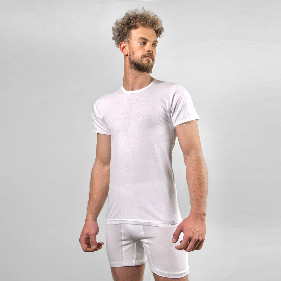 Unterhemden baumwolle in weiss | rundhals für herren von Cotton Majesty | Frontbild