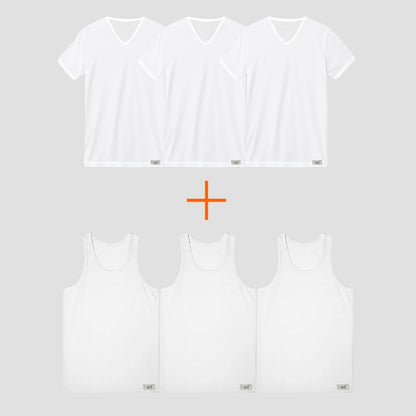 6er Pack Herren Unterhemden und T-Shirts mit V-Ausschnitt | 100% Baumwolle | Cotton Majesty – maximaler Komfort jeden Tag