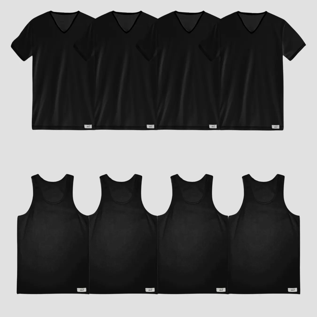 8er Pack Herren Unterhemden und T-Shirts mit V-Ausschnitt in schwarz | 100% Baumwolle | Cotton Majesty – maximaler Komfort jeden Tag