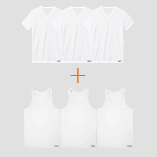 6er Pack Herren Unterhemden und T-Shirts mit V-Ausschnitt in weiss | 100% Baumwolle | Cotton Majesty – maximaler Komfort jeden Tag