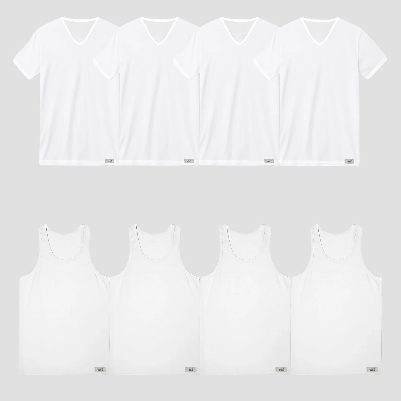 8er Pack Herren Unterhemden und T-Shirts mit V-Ausschnitt in weiss | 100% Baumwolle | Cotton Majesty – maximaler Komfort jeden Tag