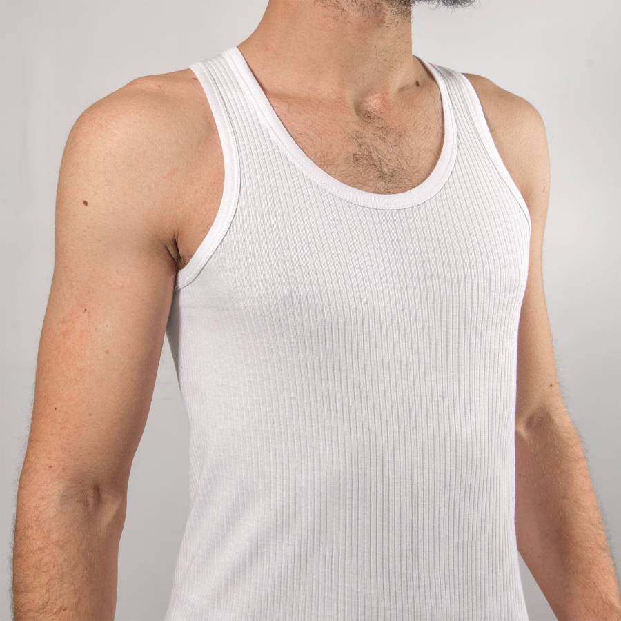 Unterhemden tanktop baumwolle in weiss | doppelripp für herren von Cotton Majesty | rule your comfort | Seitenbild
