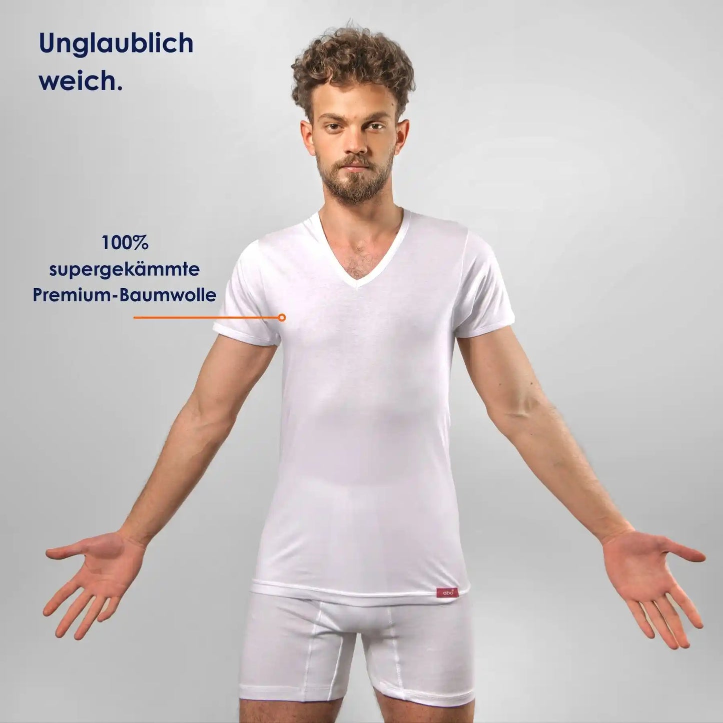 Unterhemden baumwolle in weiss | v-ausschnitt für herren | Cotton Majesty | rule your comfort | Frontbild